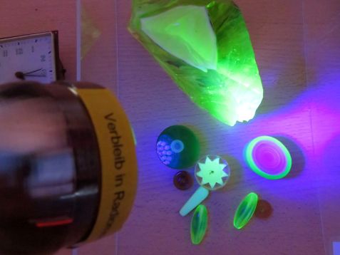 Uranium glass under black light