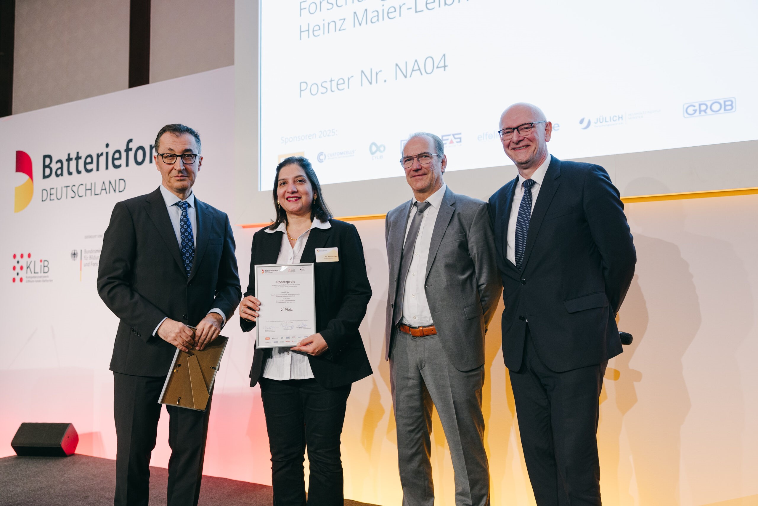 Dr. Neelima Paul wins 2nd prize at Batterieforum Deutschland 2025