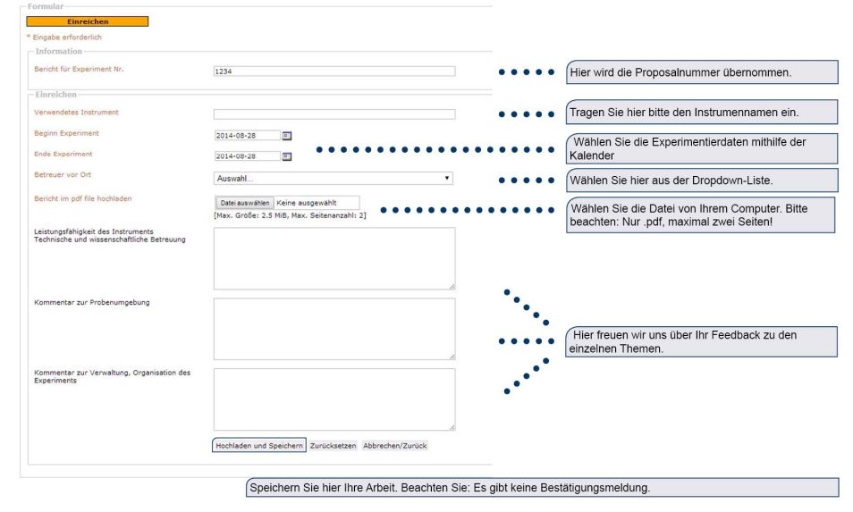 Screenshot  "Submit Exp. Report"